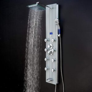 AKDY AK-787392M 52 Inch Tempered Glass Aluminum Shower Panel Img