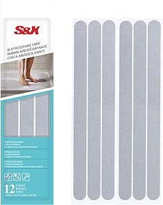 S&X 100 Grit Non-Slip Bathtub Stickers 12 Pieces Img